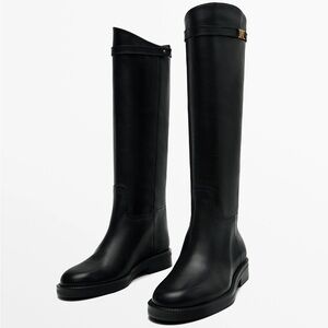Massimo Dutti Black Riding Boots
